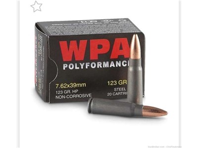 7.62x39 Wolf military classi Ammo 124 Gr JHP Steel Case 100 rds No cc fees