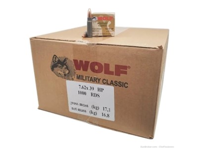 7.62x39 Wolf military classic Ammo 124 Gr JHP Steel Case 1000 rds No cc fee