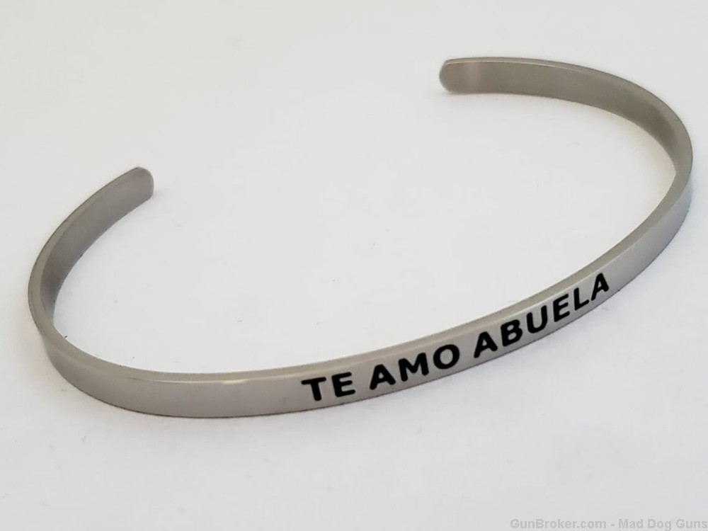 Stainless Steel Cuff Bracelet engraved "Te Amo Abuela".  SB3S.-img-0