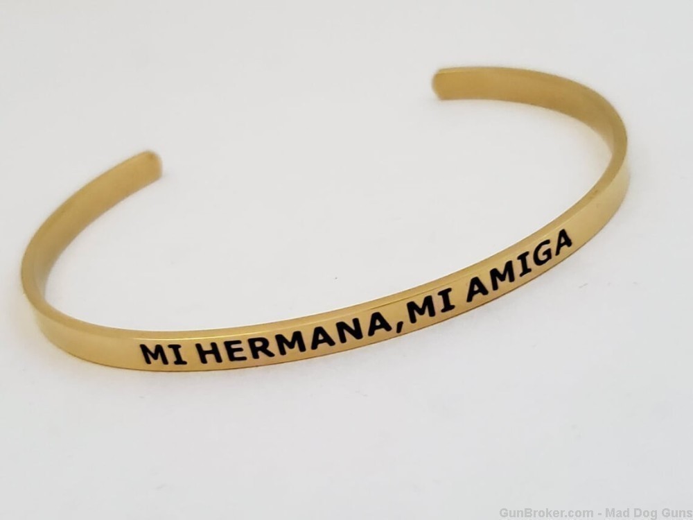 14K Gold Plated over Steel Bracelet engraved "Mi Hermana, Mi Amiga". SS4G.-img-0