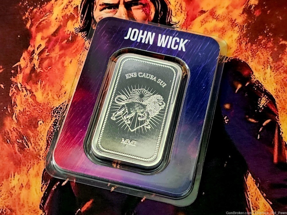 John Wick® 1 oz Silver Continental Bar in TEP Holder w/EXTRAS!-img-0