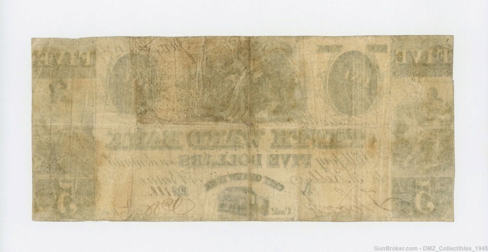1840 $5 New York Bank Note Money Currency-img-1
