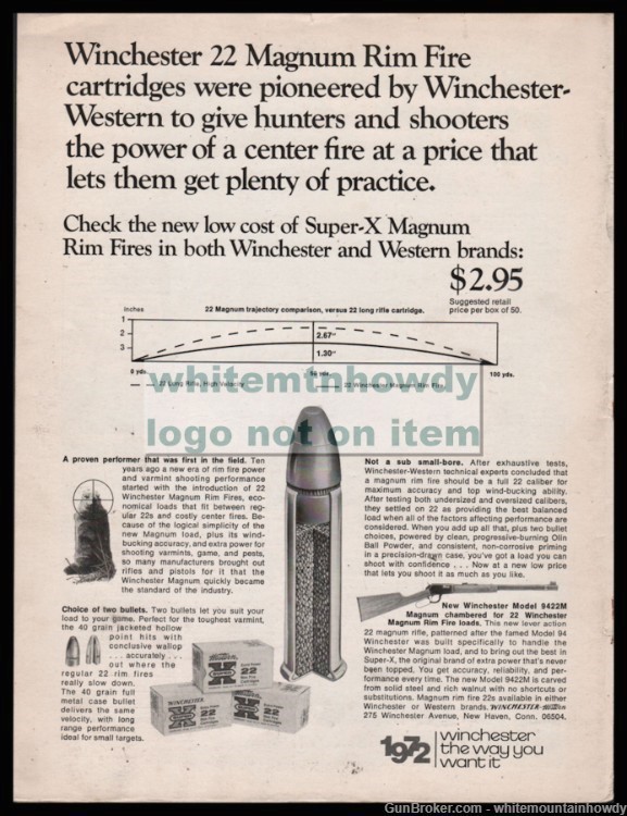 1972 WINCHESTER Ammunition Vintage PRINT AD .22 Magnum Rimfire-img-0