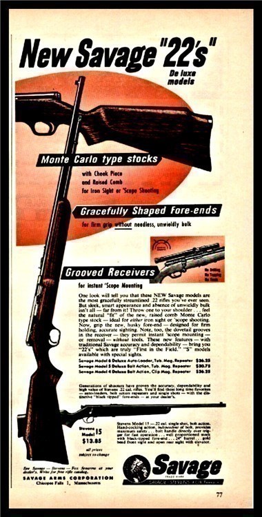 1955 SAVAGE Model 15 .22 & STEVENS 15 Rifle AD 22-img-0