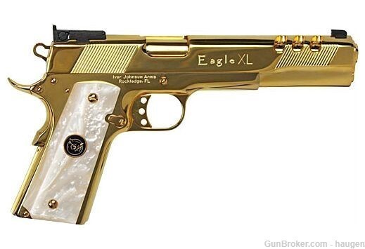 IVER JOHNSON EAGLE XL PORTED .45ACP 6" 24K GOLD WHITE PEARL CONC #-img-0