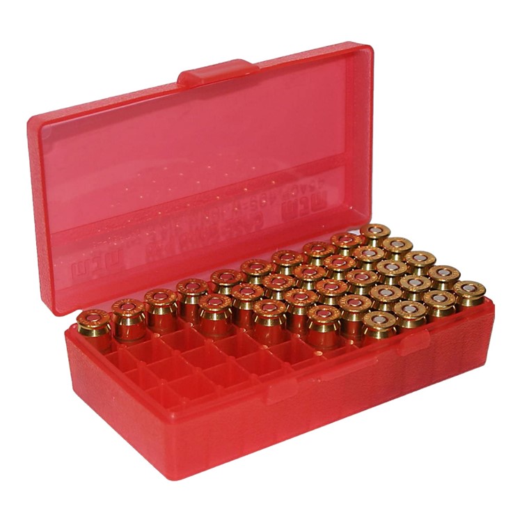 MTM Flip-Top 38 - 357 50 Round Clear Red Ammo Box (P50-38-29)-img-2