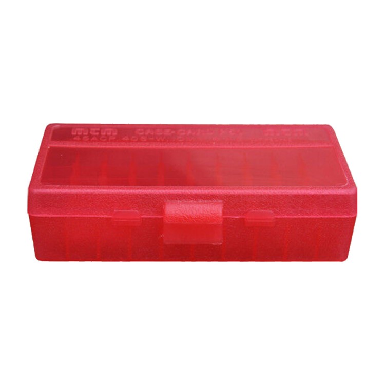 MTM Flip-Top 38 - 357 50 Round Clear Red Ammo Box (P50-38-29)-img-1