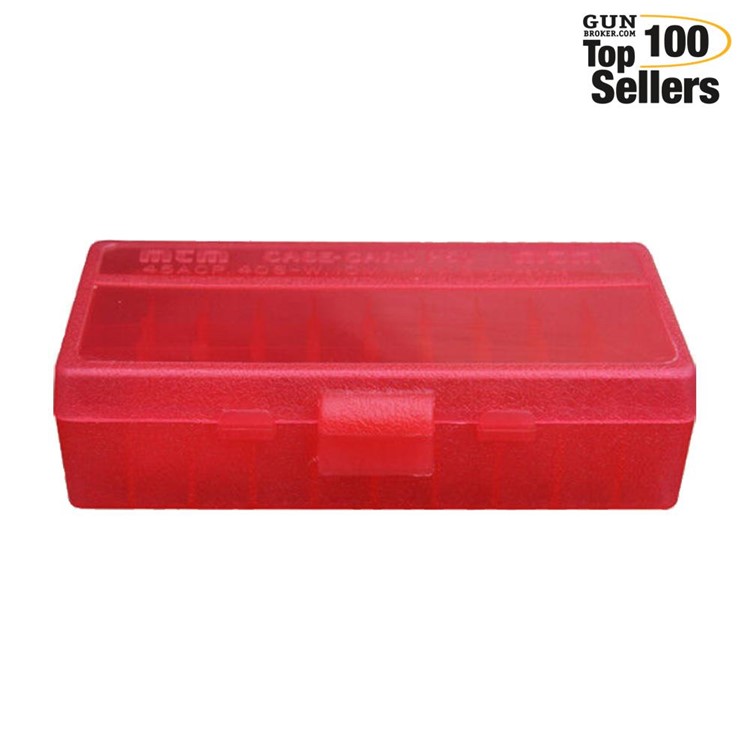 MTM Flip-Top 38 - 357 50 Round Clear Red Ammo Box (P50-38-29)-img-0