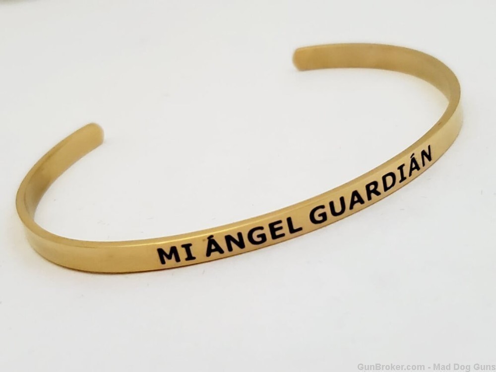 14K Gold Plated over Steel Bracelet engraved "Mi Angel Guardian".  SS6G.-img-0