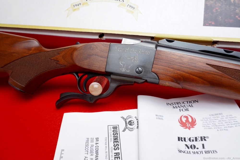 1999 Ruger No. 1 .416 Rigby Wood Stock Year Of The Rhino *FACTORY ENGRAVED*-img-3