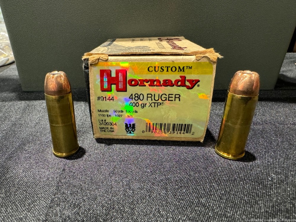 480 Ruger Hornady heavy 400 Grain XTP JHP hollow points RARE no CC Fees-img-0