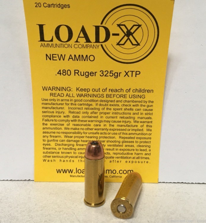 .480 Ruger 325gr XTP,   20 Rounds, New Ammunition-img-0