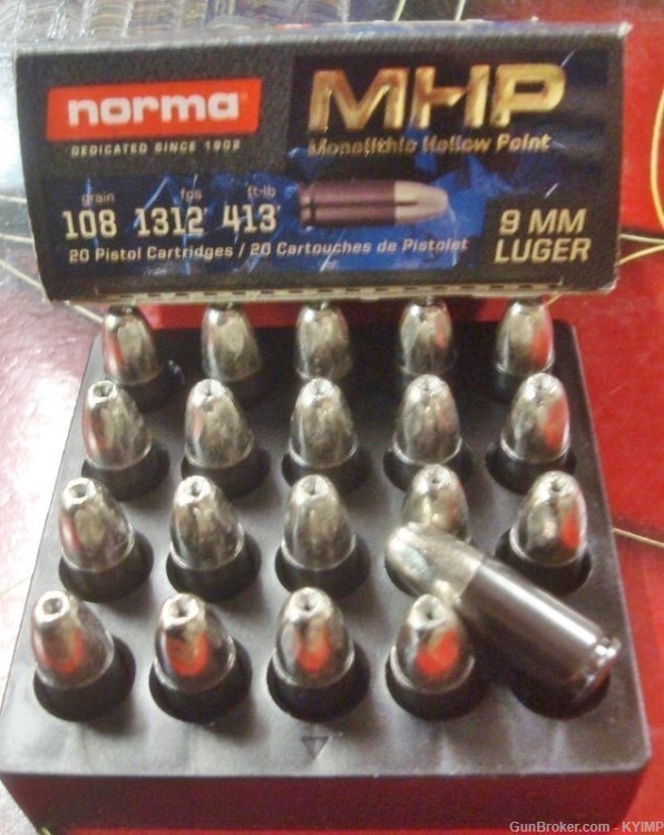 100 NORMA 9mm JHP 115 grain JHP MoNoLiThIc HOLLOW POINT NEW ammunition-img-0