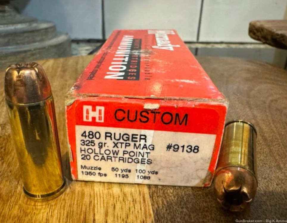 480 Ruger Hornady 325 Grain XTP hollow points RARE no CC Fees-img-0