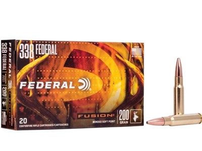 338 Federal Fusion Ammo 200 Grain Bonded Soft Point Box of 20 Rounds