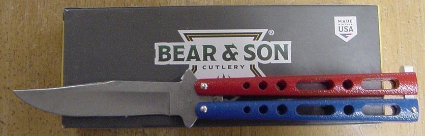 Bear & Son Butterfly Knife Red-White Blue-img-0