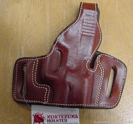 Montezuma Belt Side Tan Holster Open End  Glock Sub Compact 30-img-0