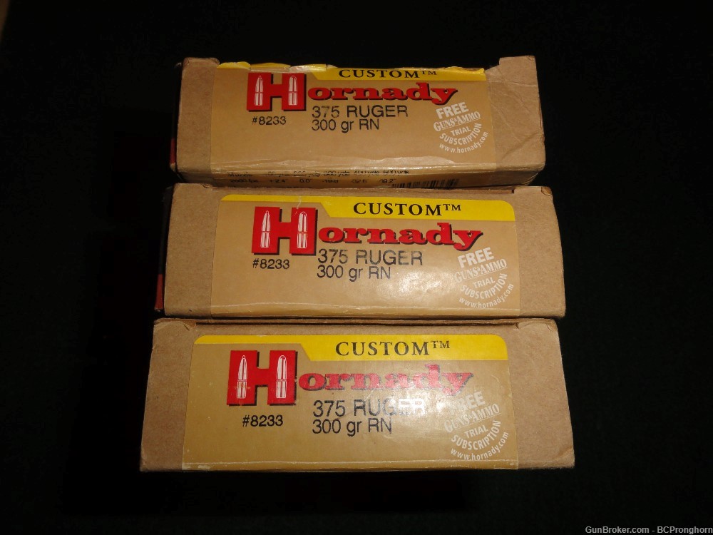 57 Rnds Factory Hornady Ammo for .375 Ruger, 300 gr Round Nose Soft Point-img-1