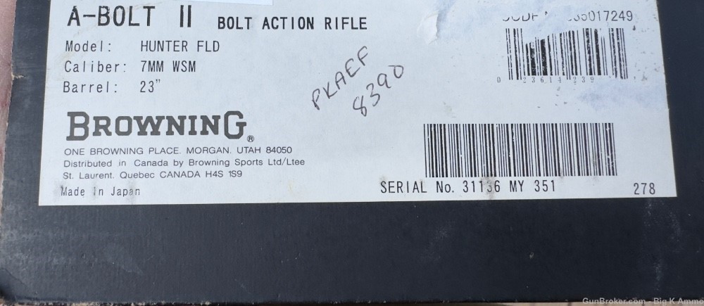 Browning 7mm WSM A-BOLT 23” barrel Hunter FLD with box bolt action rifle-img-5