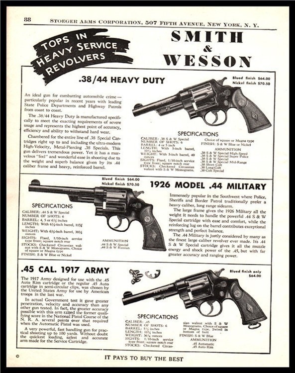 1948 SMITH & WESSON .38/44.44 Military, 45 Army Revolver PRINT AD-img-0
