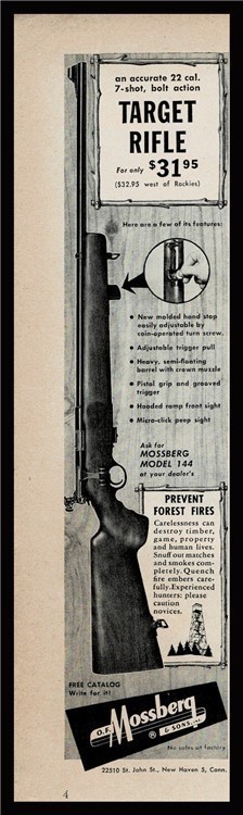 1952 MOSSBERG Model 144 .22 Target Rifle PRINT AD-img-0