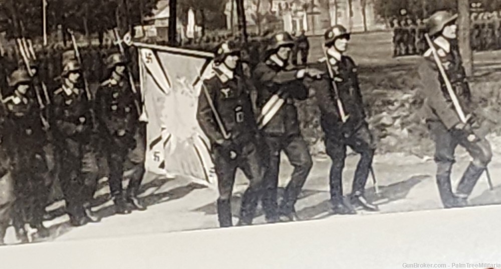 Rare WWII WW2 German NSDAP Third Reich photo Luftwaffe battle flag banner-img-1