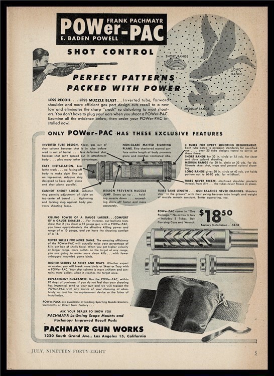 1948 FRANK PACHMAYR Power-Pac Shot Control Shotgun Choke PRINT AD-img-0