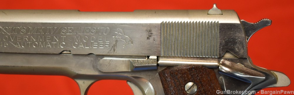 Colt 1911 Government Model MK IV Series 70 45ACP 5" Nickel MKIV 70G 1973-img-45