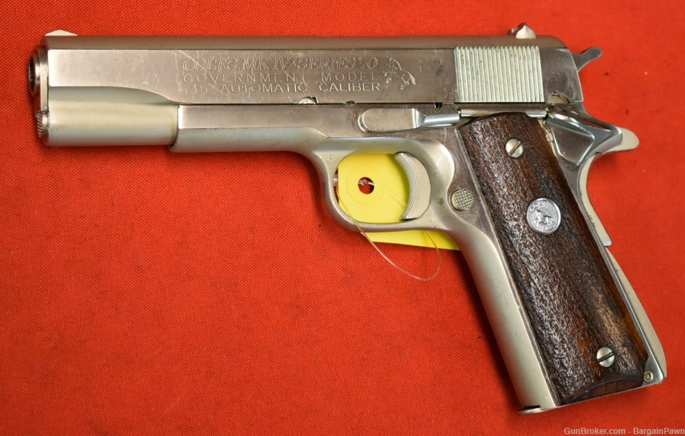 Colt 1911 Government Model MK IV Series 70 45ACP 5" Nickel MKIV 70G 1973-img-0