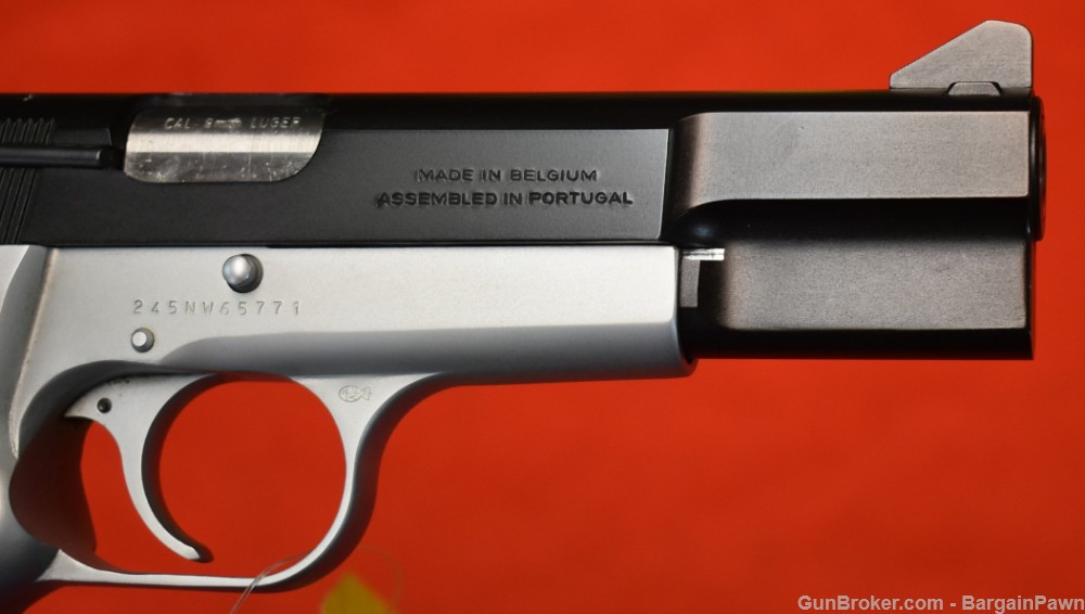 Vintage Browning Hi-Power 9mm Luger 4.7" 1-mag Belgium Portugal 2-Tone 1994-img-7