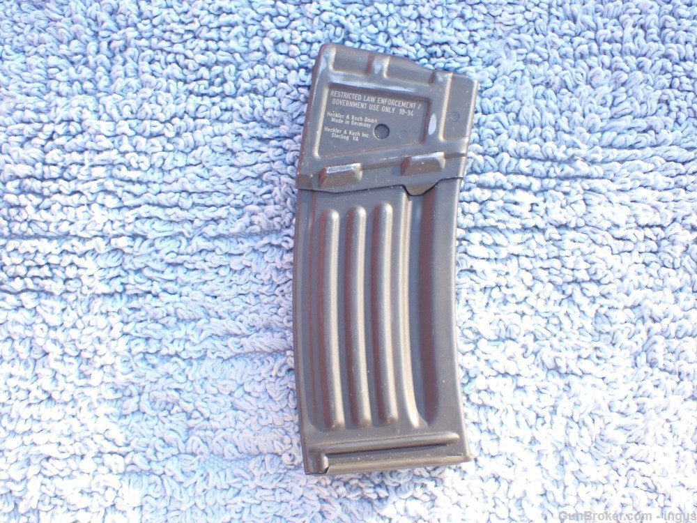 HK 93 FACTORY 5.56 223REM 25RD MAGAZINE L.E. RESTRICTED MARKED EXCELLENT-img-0