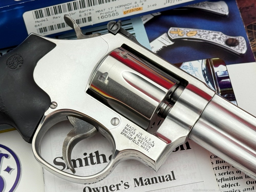 2003 Smith & Wesson 647 Stainless 8 3/8" *RARE .17 HORNADY MAGNUM* NIB!-img-11