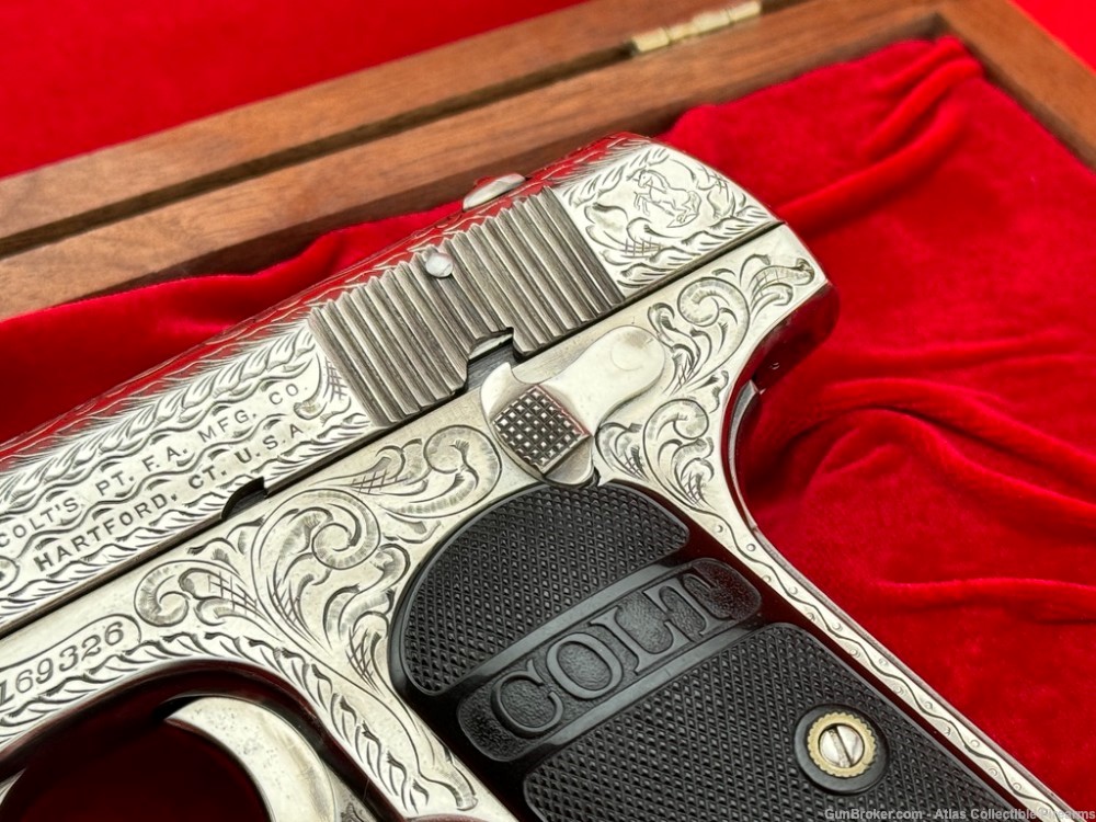 RARE 1914 Colt 1903 Pocket Hammerless 32 ACP *JOHN ADAMS MASTER ENGRAVED*-img-4
