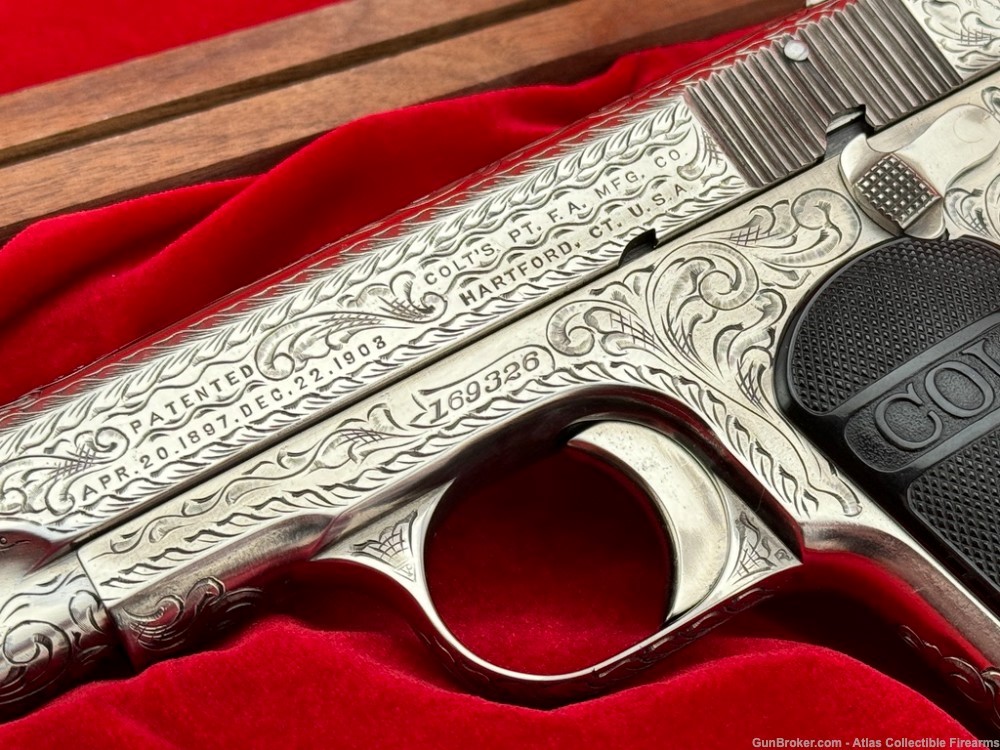 RARE 1914 Colt 1903 Pocket Hammerless 32 ACP *JOHN ADAMS MASTER ENGRAVED*-img-3