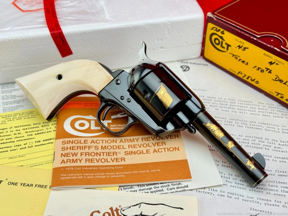 1986 COLT SAA SHERIFF "TEXAS DELUXE" 45LC 4" *FACTORY ENGRAVED & IVORY* NIB-img-5