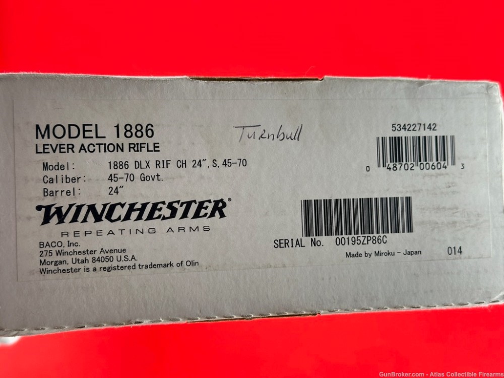 Winchester 1886 Deluxe Lever Action 45-70 *TURNBULL CASE COLOR* SN#195 NIB!-img-42