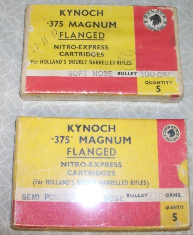 Kynoch 375 Magnum flanged for Hollands double rifles X 2 full boxes-img-0