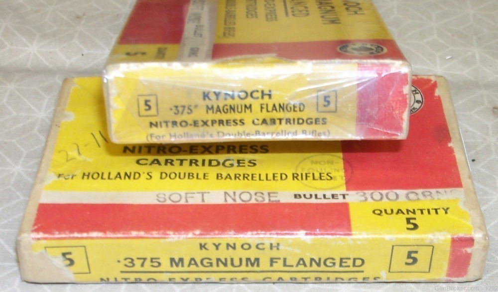 Kynoch 375 Magnum flanged for Hollands double rifles X 2 full boxes-img-2