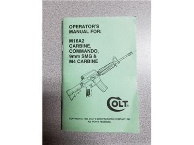 Authentic COLT OEM Operator's Manual, Brand New! Part No. 94892