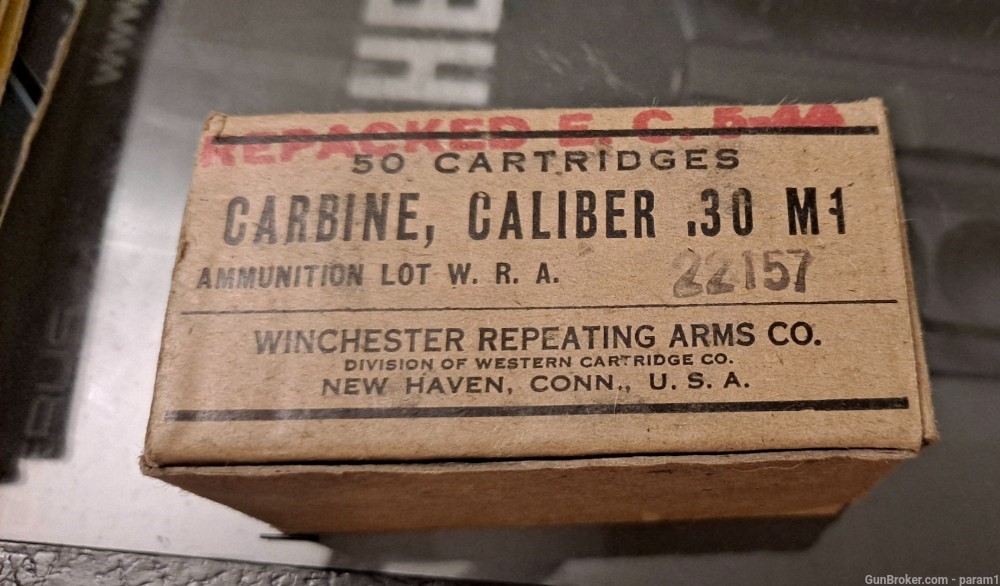 Vintage 1944 dated winchester arsenal 30 carbine ammunition -img-0
