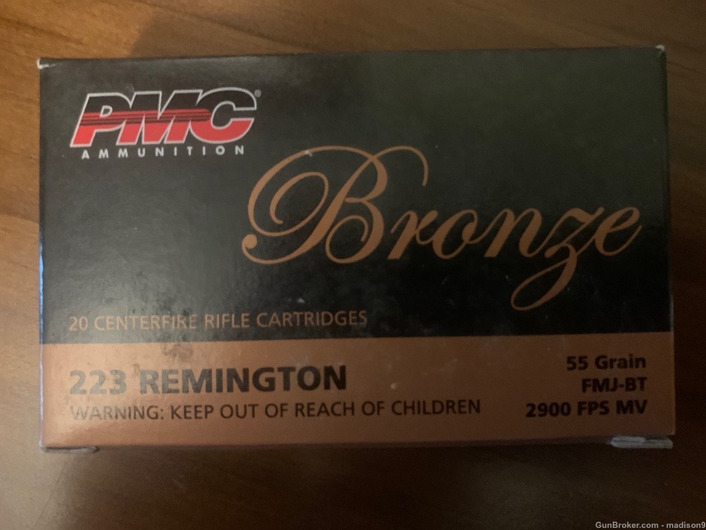 UPDATE: Shipping is 0.99 cents! 200 rds PMC Bronze .223 REM Ammo 55grain-img-0