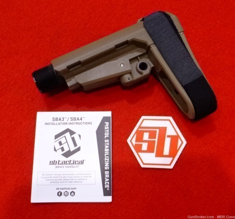 SBA3 SB Tactical AR Pistol Brace w/ Adjustable Buffer Tube FDE SBA3-02-SB-img-5