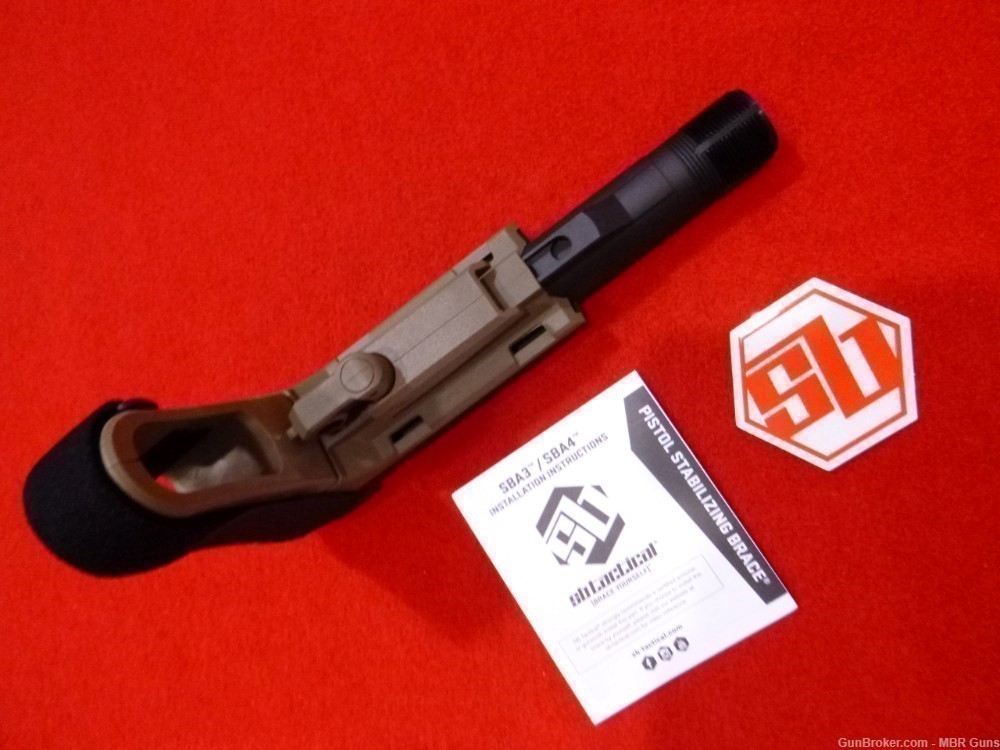 SBA3 SB Tactical AR Pistol Brace w/ Adjustable Buffer Tube FDE SBA3-02-SB-img-1