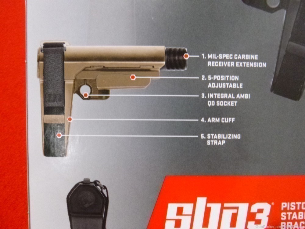 SBA3 SB Tactical AR Pistol Brace w/ Adjustable Buffer Tube FDE SBA3-02-SB-img-10