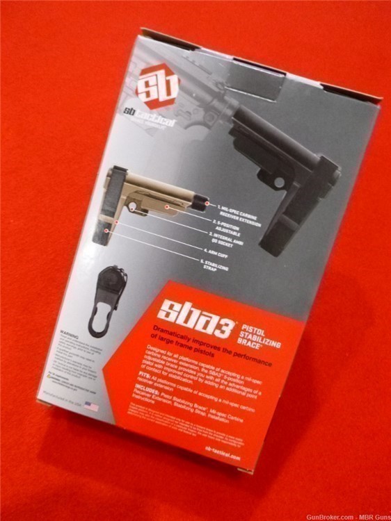 SBA3 SB Tactical AR Pistol Brace w/ Adjustable Buffer Tube FDE SBA3-02-SB-img-8
