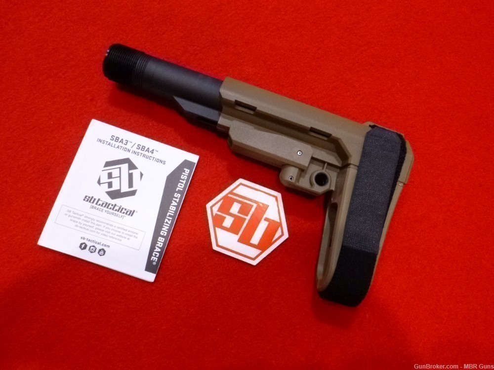 SBA3 SB Tactical AR Pistol Brace w/ Adjustable Buffer Tube FDE SBA3-02-SB-img-2