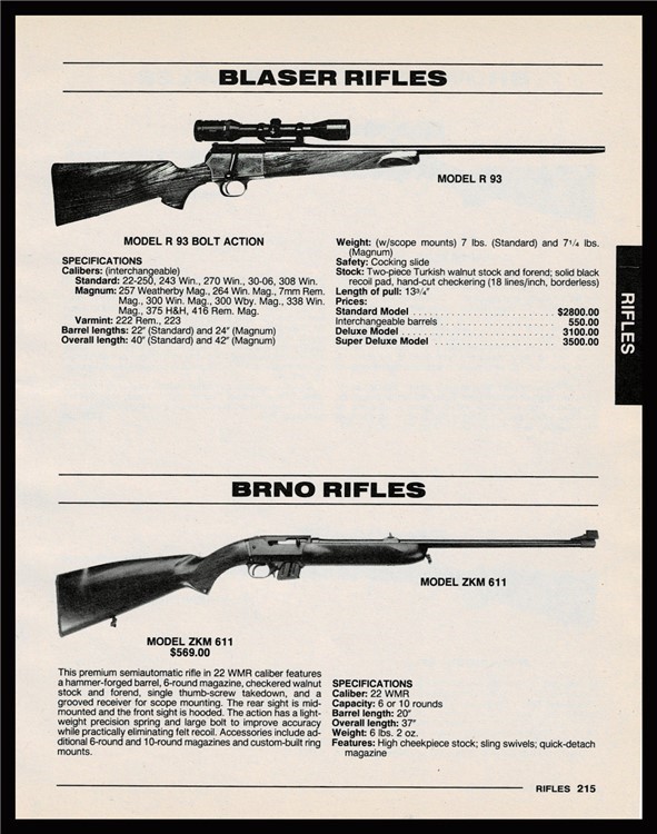 1996 BLASER R 93 Bolt Action and BRNO ZKM 611 Rifle AD-img-0