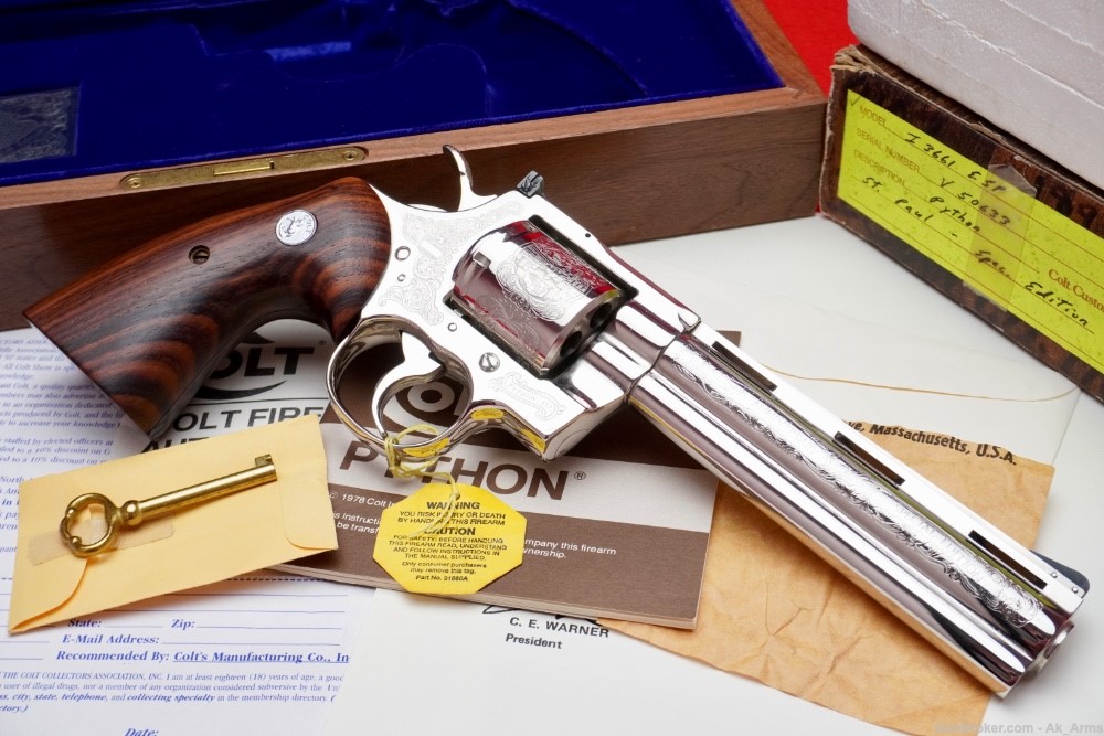 ULTRA RARE 1979 Colt Python 6" Nickel .357 Mag *FACTORY ENGRAVED SNAKE*-img-5