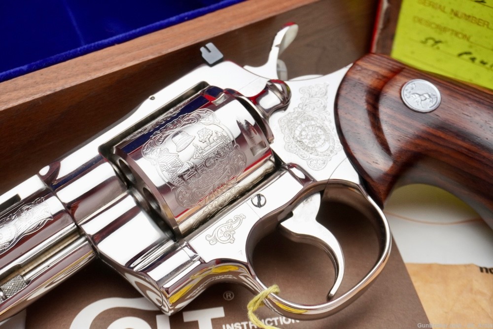 ULTRA RARE 1979 Colt Python 6" Nickel .357 Mag *FACTORY ENGRAVED SNAKE*-img-3