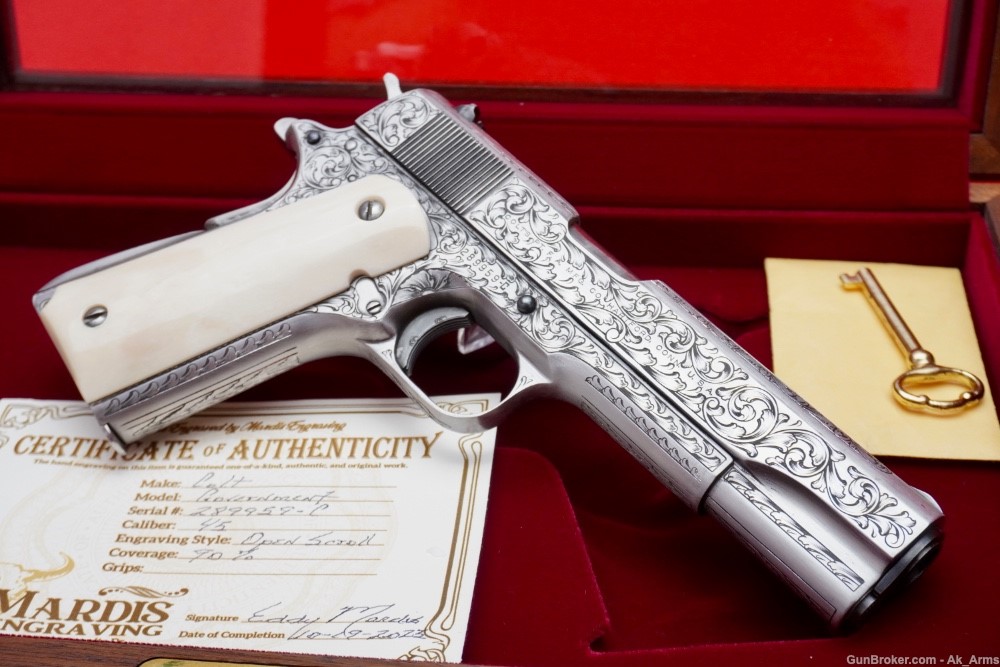 1962 Colt Government 1911 45 French Grey *FULL COVERAGE MASTER ENGRAVED* -img-5
